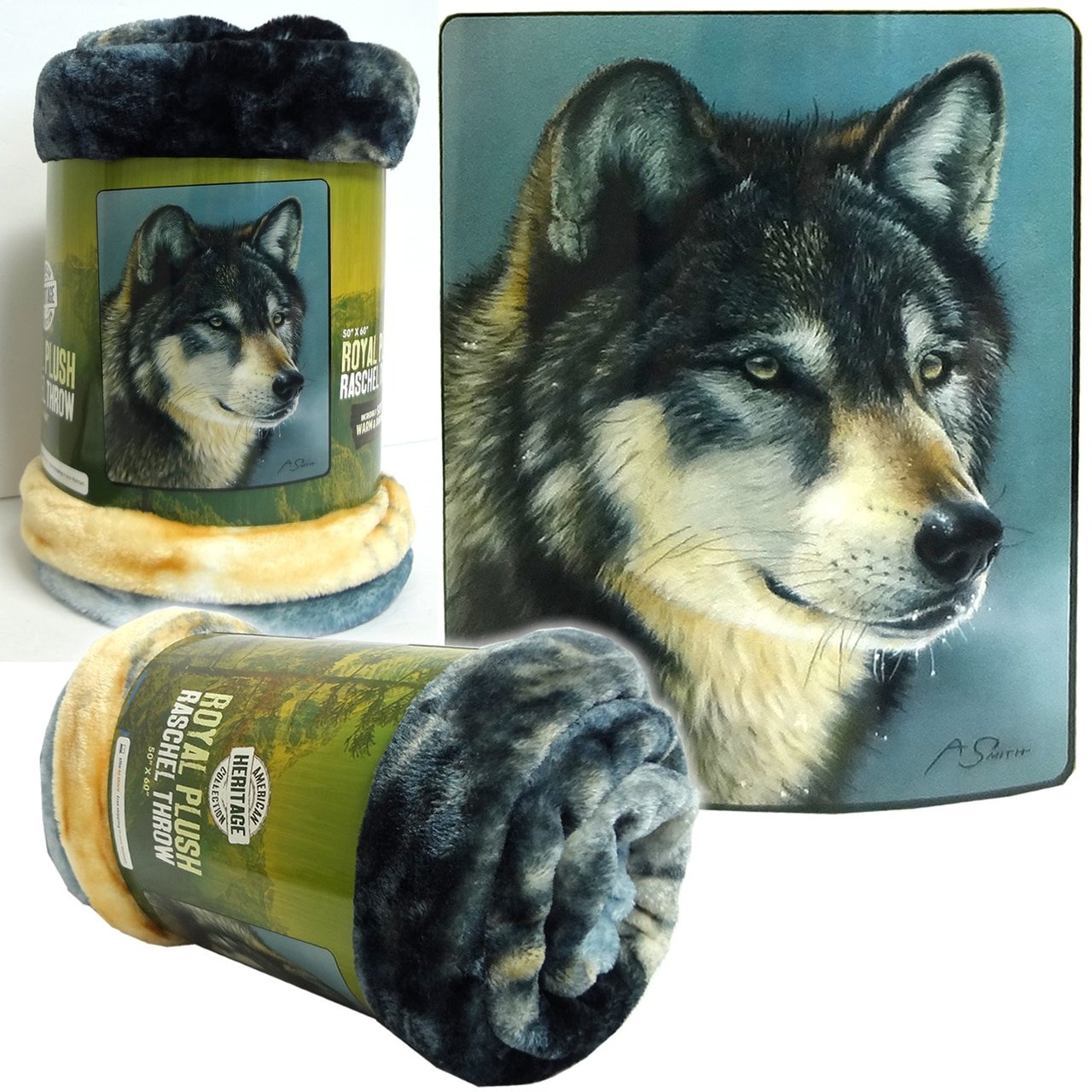 American Heritage Collection, "Cold Stare" Micro Raschel Throw Blanket by The Hautman Brothers, 50" x 60, Multi Color