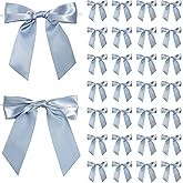LIZLOVESS Dusty Blue Satin Ribbon Twist Tie Bows 5 Inch Pre-Tied Blue Gift Bows for Crafts, Treat Bags, Party Favors, Wedding, Baby Shower, Candy Apple, Christmas Tree (36 Pack)
