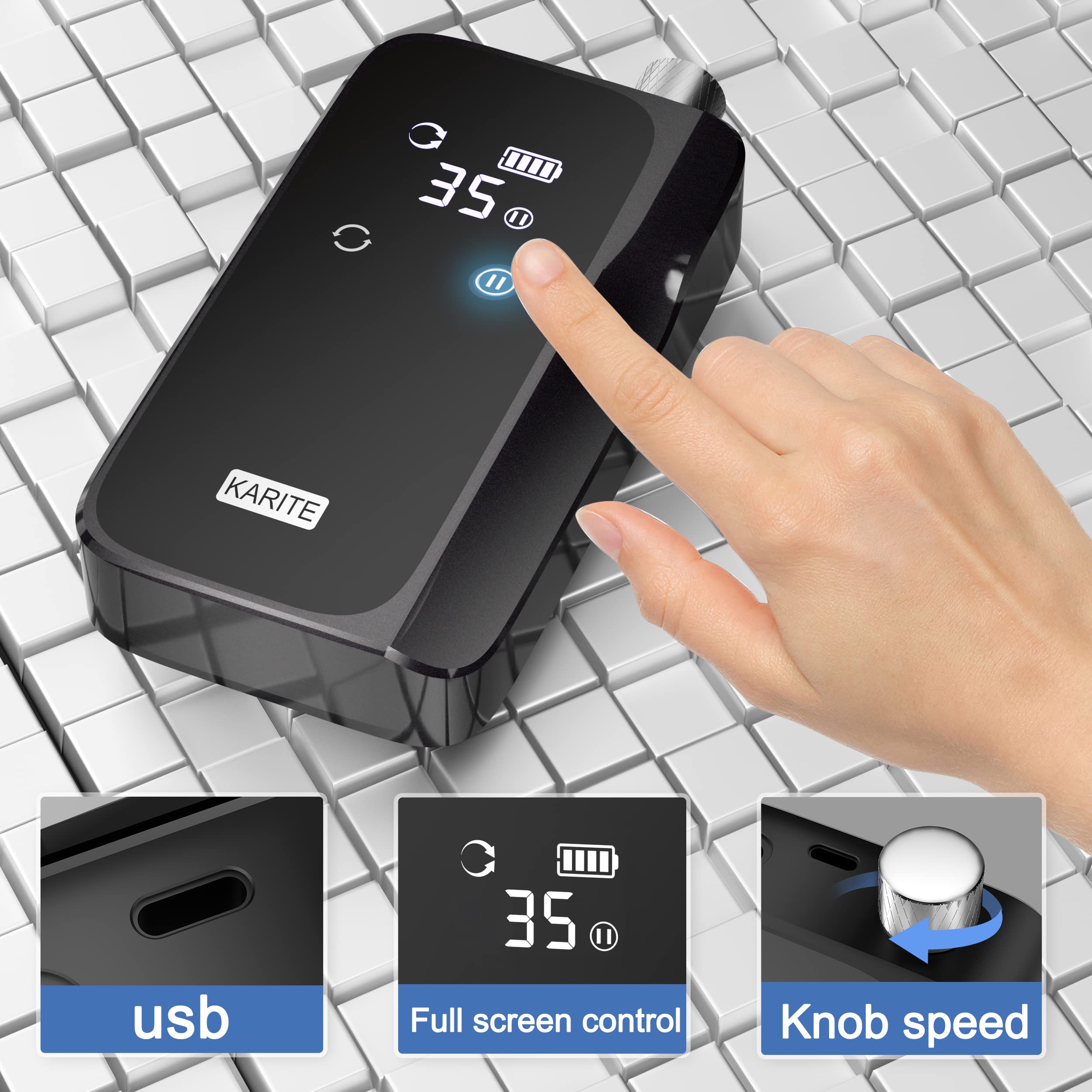 KARITE Nail Drill for Acrylic Nails Professional, 35000RPM Portable Nail File, Electric Nail Drill Machine 24H Working Time, Coreless Motor and 12 Bits, for Nail Art Manicure Pedicure, Low Noise - Image 7