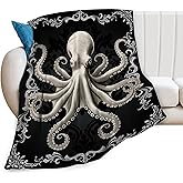 Octopus Blanket Ocean Throw Blanket Soft Fleece Flannel Bedding Octopus Gifts for Women Men Boys Girls Lovers Adults Lovers Stuff Plush for Couch Sofa Bed Room Decor 40"X50"
