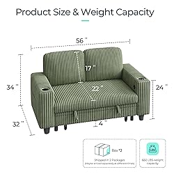 LINSY HOME Loveseat Sofa with Storage - Comfy Plush