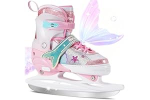 Rotayi Mermaid Tail Girls Ice Skates, Adjustable Ice Skates for Kids Youth Ages 3-12, Toddler Ice Hockey Skates for Beginners