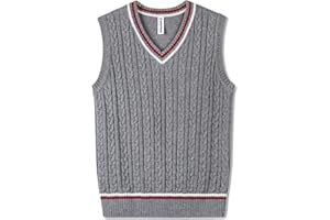 BOBOYOYO Boys Sweater Vest Unisex Cable Knit 100% Cotton Toddler Uniform Vest for Little Big Childrens Kids Teenage Girls