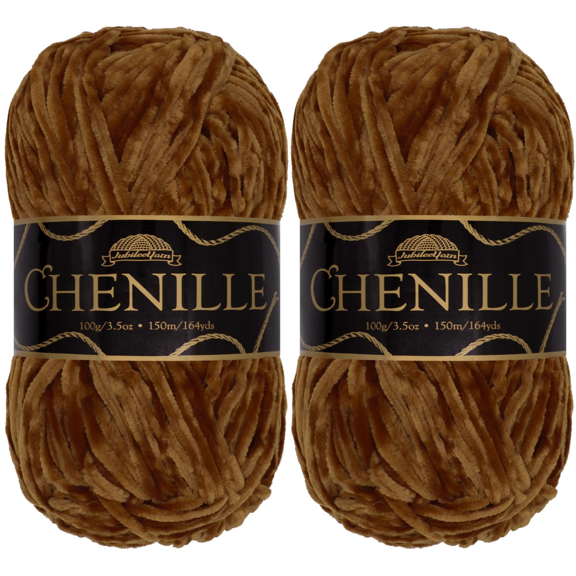 JubileeYarn Chenille Yarn - Worsted Weight - 100g/skein (2 Skeins, 102 Espresso)