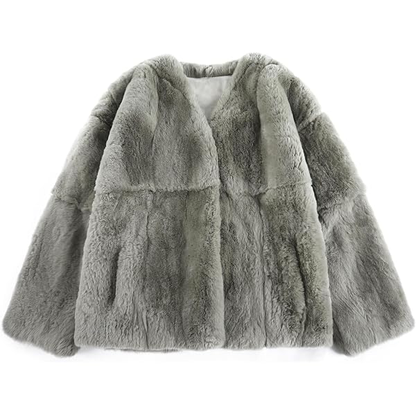 Denny&Dora Womens Short Fox Fur Coat Natural Fur Coat Winter Warm