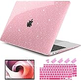 DONGKE for MacBook Air 13 inch Case 2021-2018 Release A2337 M1 A2179 A1932, Bling Plastic Hard Shell Case & Keyboard Cover Only Compatible with MacBook Air 13 inch Retina Fits Touch ID, Sparkly Pink | 2021-2018 Release, A2337, M1, A2179, A1932, Keyboard Cover