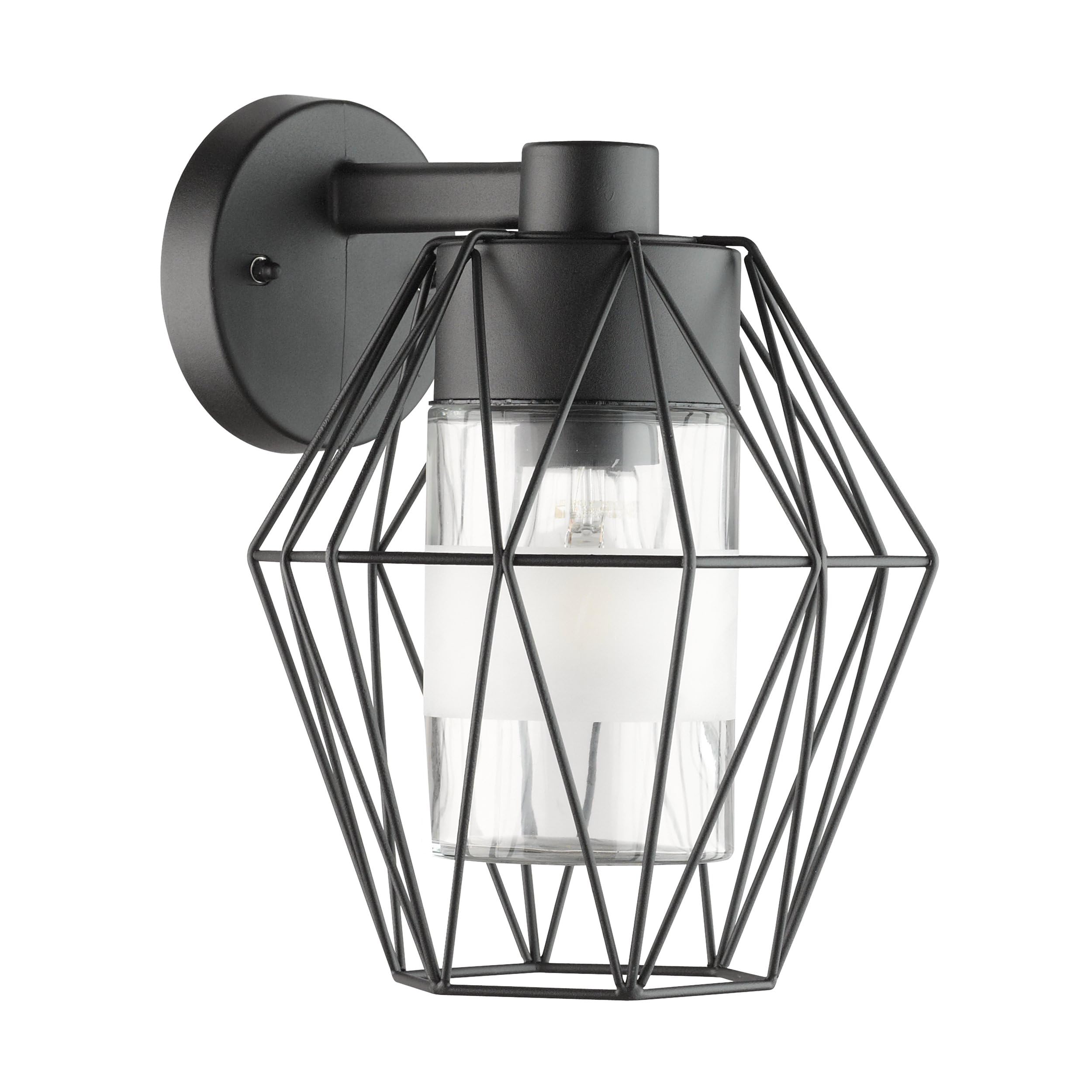 Eglo Outdoor wall Light Canove, External Porch Lighting Made of Black Steel and Clear Glass, Outside lamp with E27 Socket, IP44