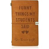Virtegasas Teacher Gifts Funny Things My Students Said Journal - Leather | Teacher Appreciation Gifts for Women Men | Teacher Memory Notebook for Back to School First Day of School Teacher's Day