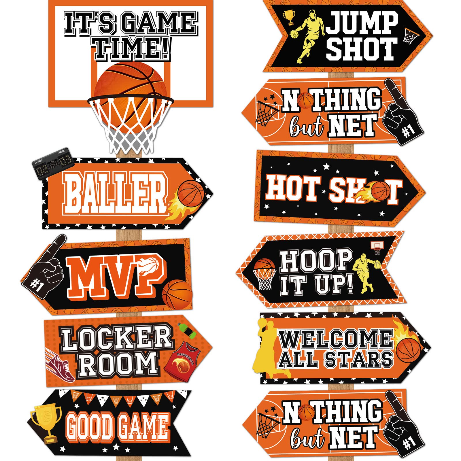 Photo 1 of 20 Pieces Basketball Party Sign Basketball Themed Party Decoration Supplies Kids Teenagers Boys B-Day Photo Prop