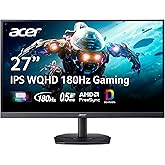 acer Nitro 27" WQHD 2560 x 1440 IPS Gaming Monitor | AMD FreeSync | Up to 180Hz Refresh | Up to 0.5ms | DCI-P3 95% | HDR 10 S