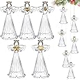 24 Pcs Christmas Glass Angel Ornaments Christmas Spun Angels Glass Tree Ornaments Clear Mini Hanging Angel Ornaments Christmas Clear Hanging Angels Ornament for Christmas Season Holiday Decor