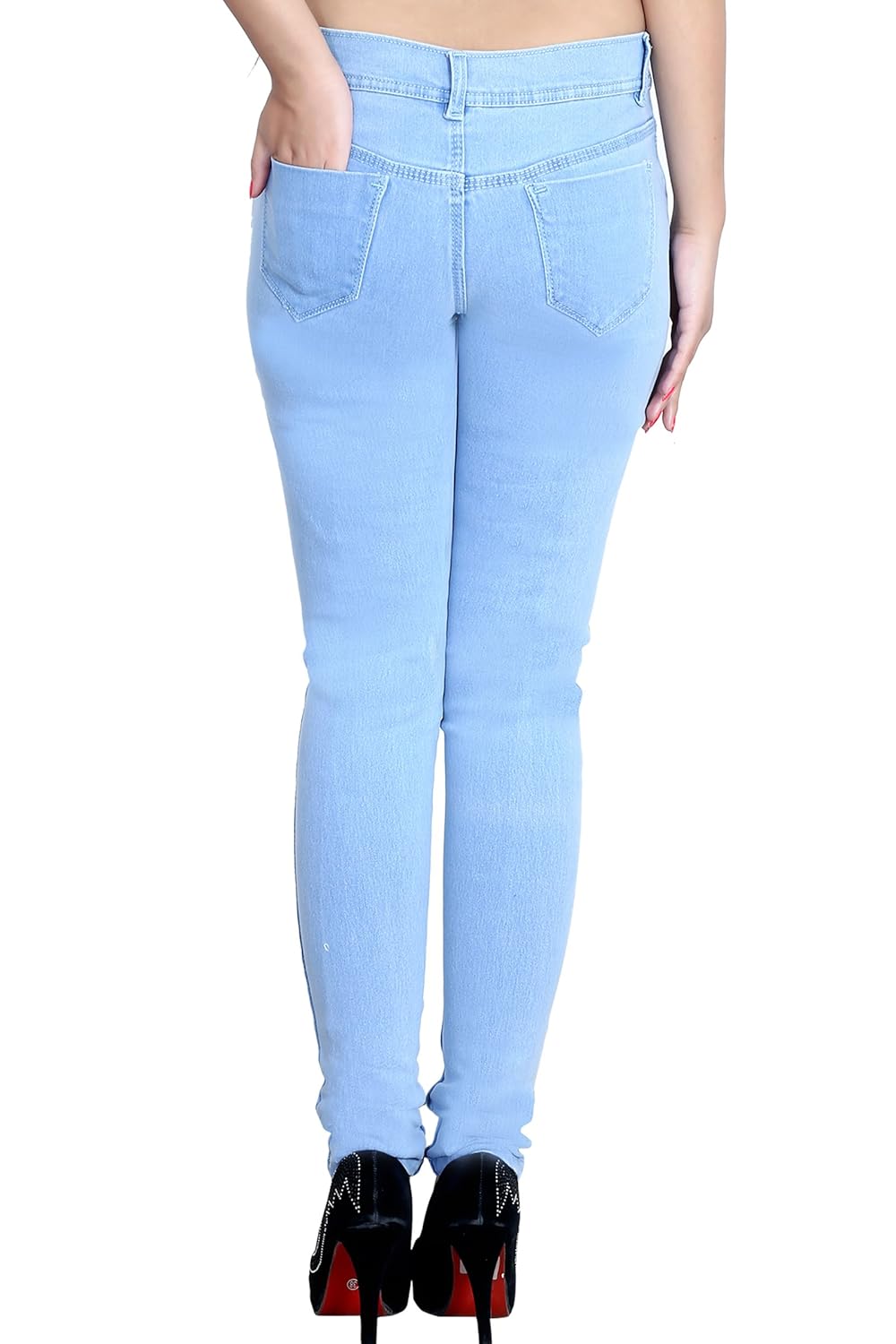 blinkin ice blue denim jeans for women | girls (stretchable fabric)