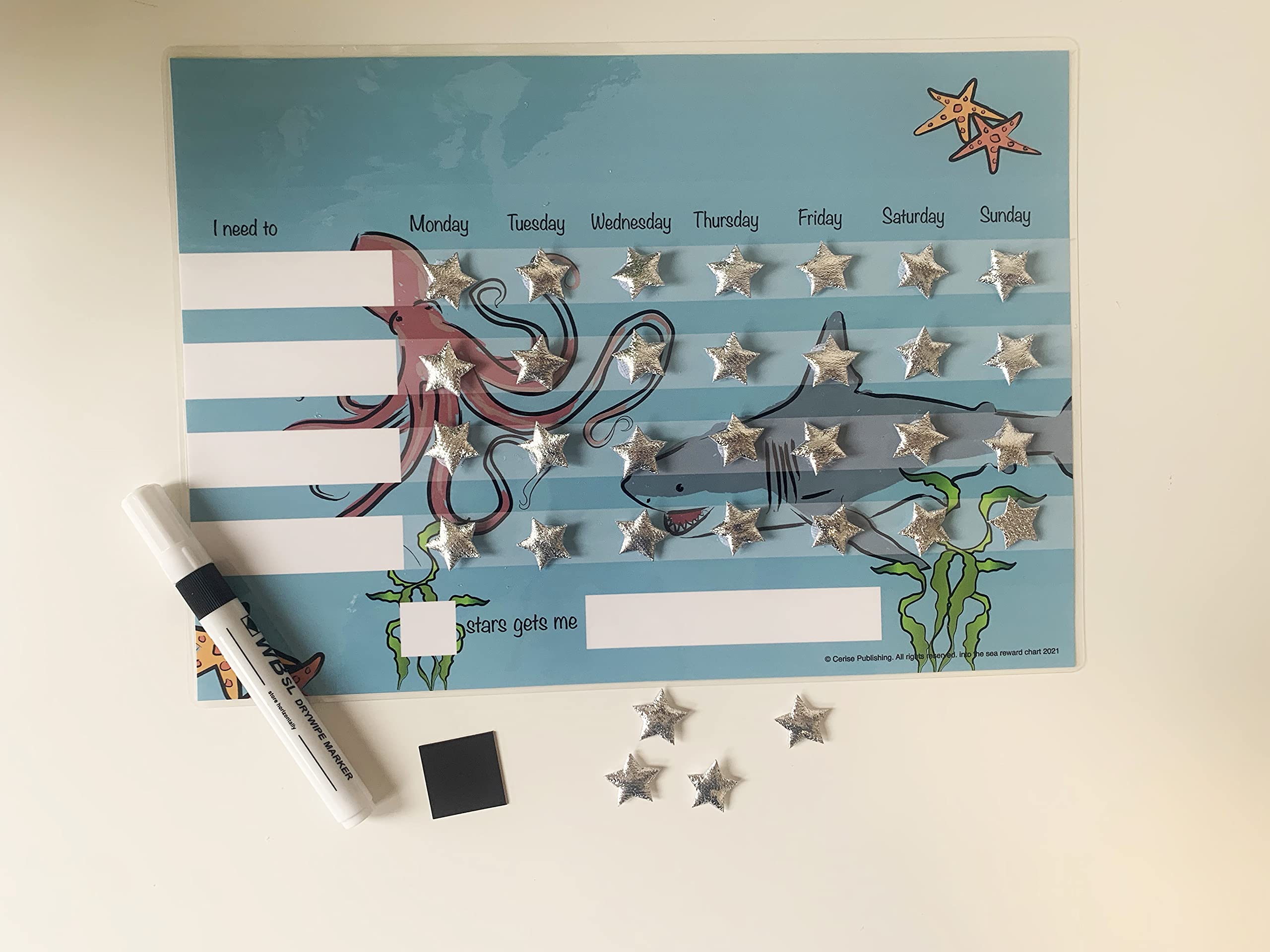 In To The Sea Kids Reward Chart with reusable hook and loop stars by Cerise Publishing