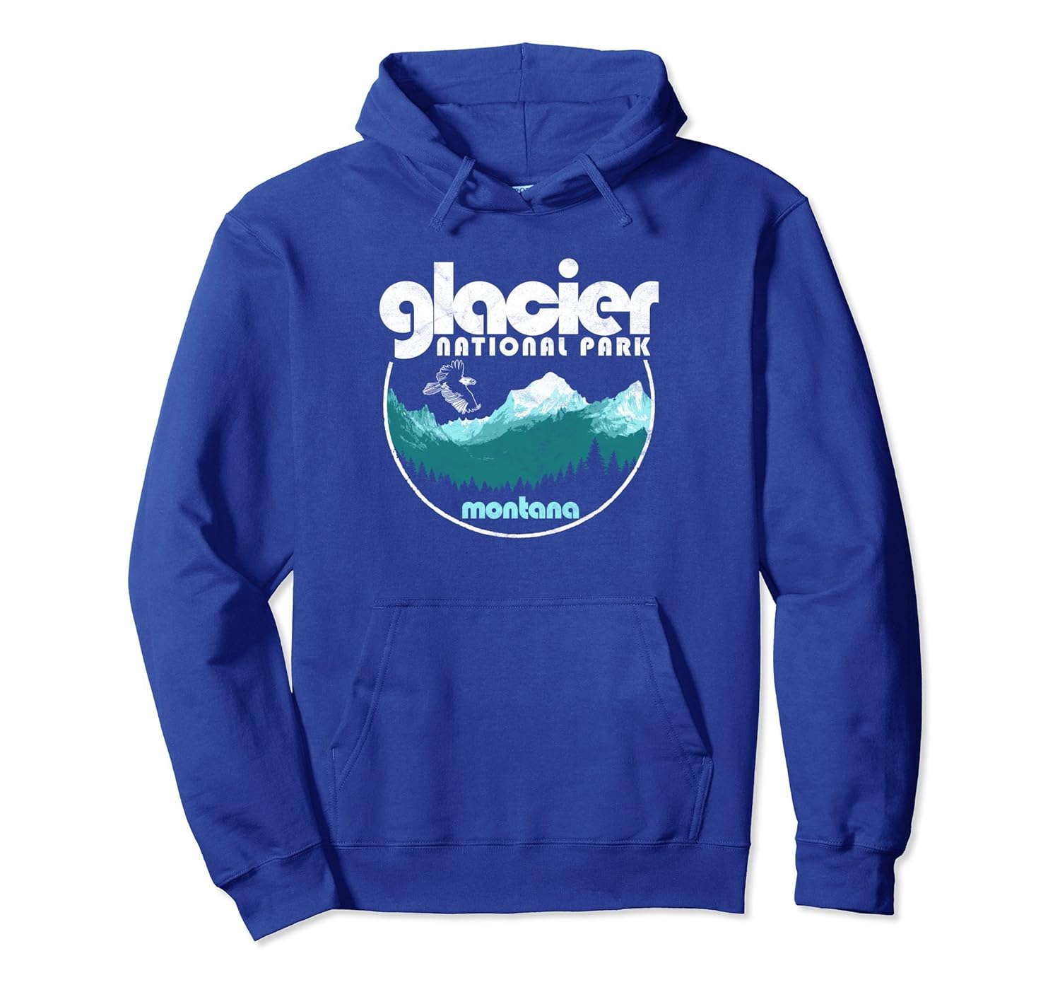 Glacier National Park Montana Hoodie - Retro Style Mountains-Rose