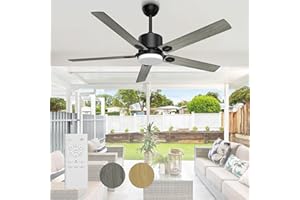 BECLOG Ceiling Fan with Lights, 60" Ceiling Fans with Lights & Remote Indoor Outdoor DC Motor 5 Reversible Blades 3 Colors Dimmable 6 Speeds for Living Room, Bedroom, Kitchen, Patios, Farmhouse