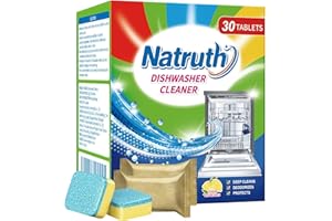 NATRUTH 30 Pack Dishwasher Cleaner Tablets Individually Wrapped,Deep Cleaning, Removes Grease & Limescale, Compatible with All DishWashing Machines