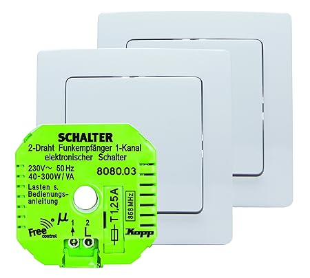 Kopp 822408024 Funk-Set für Wechselschaltung Free control 'neue Generation', Paris arktis-weiß