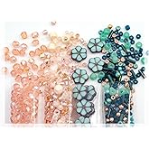 Bohemia Crystal Valley Czech Glass Beads & Japaneese TOHO Seed for Jewelry Making Set - 4 Gentle Distinct Colors Beads: Table Cut Flowers, Fire Polished Faceted 4mm, 2X Rocailles Mix Teal Pink Beige