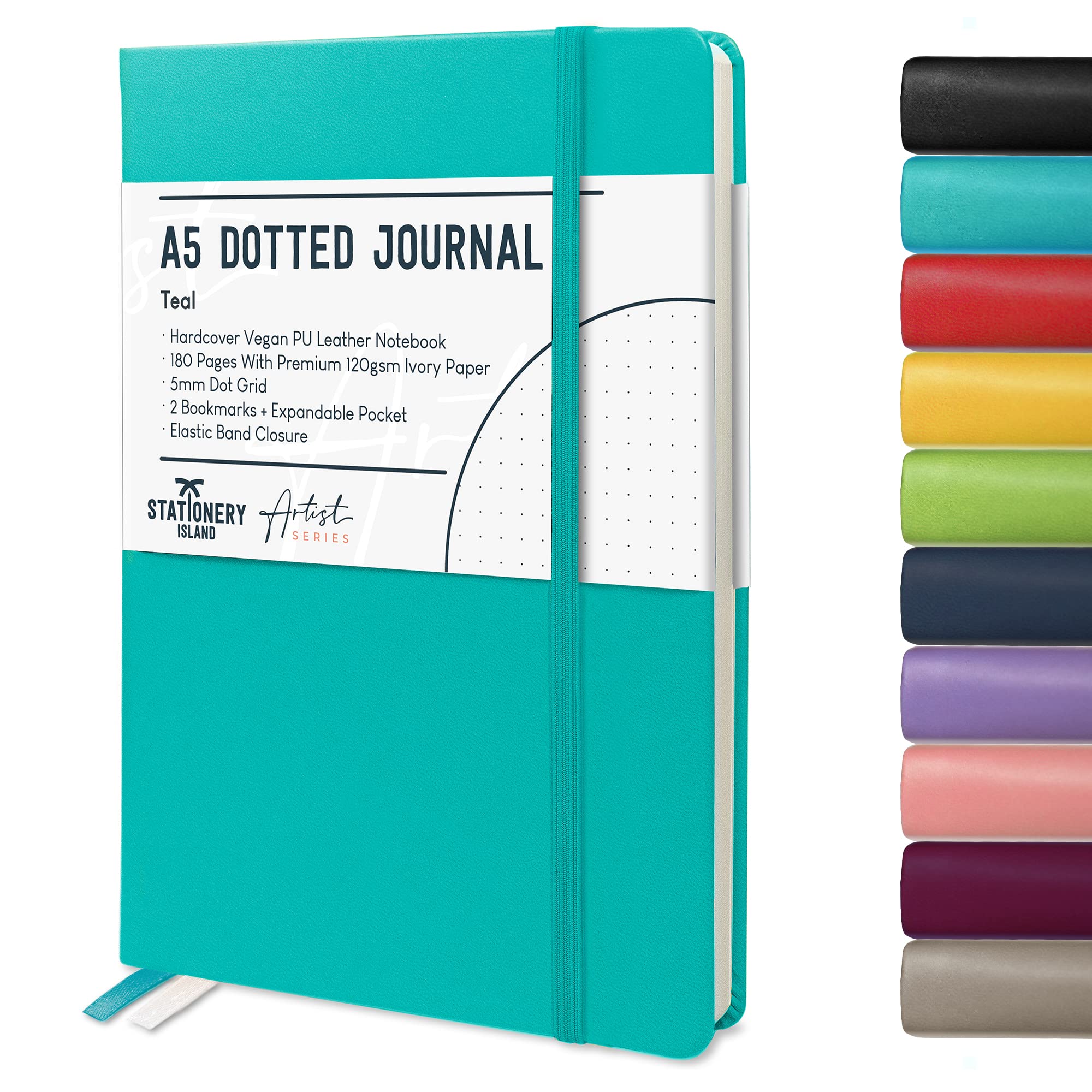 STATIONERY ISLAND Bullet Dotted Journal A5, Hardcover Dotted Notebook, Thick 120gsm Paper 180 Pages Journal Notebook