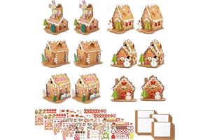 AIZAMI 12pack Christmas Gingerbread House DIY Kit – Cardboard Houses for Kids & Adults, Holiday Party Game, Classroom Gift & Festive Home Decoration
