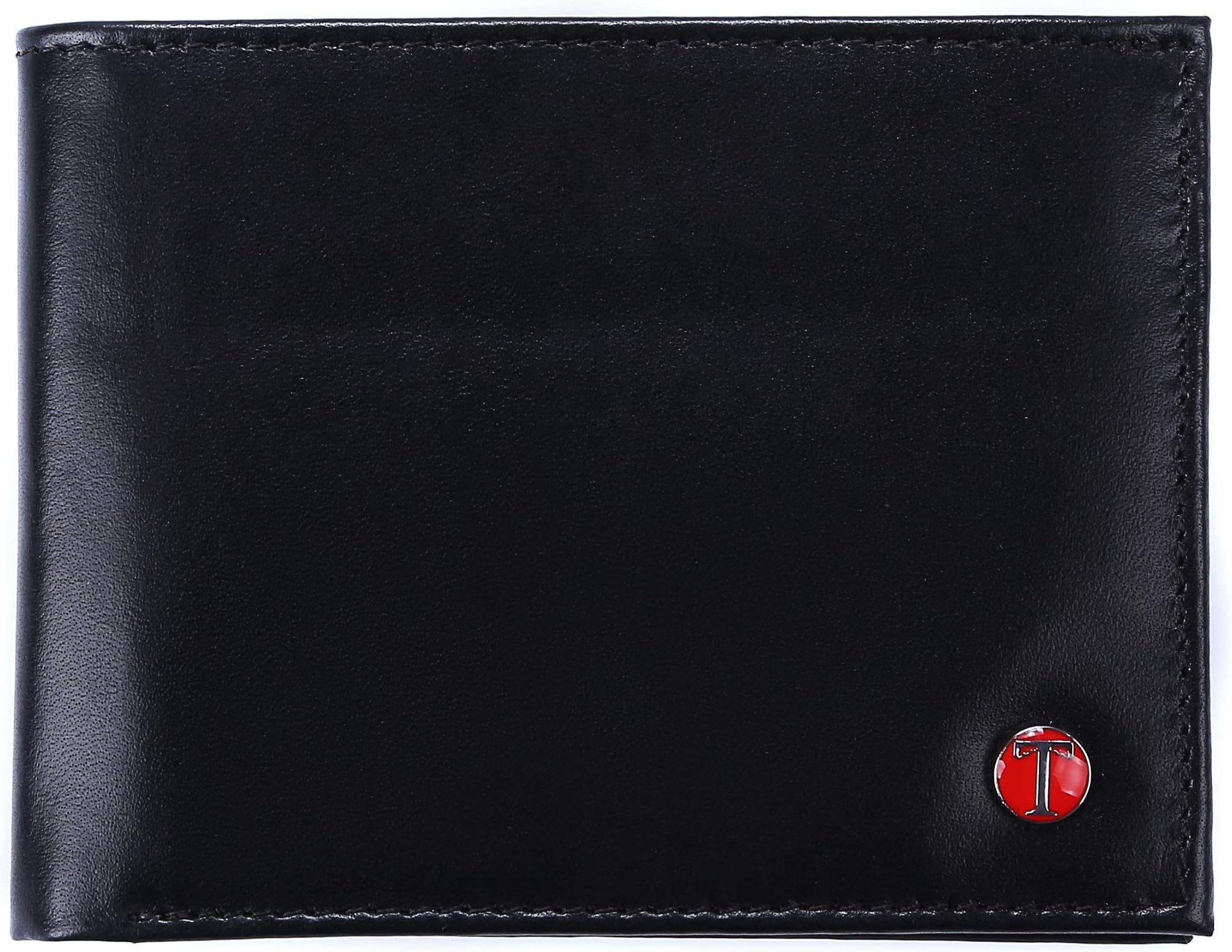 TonywellRFID Blocking Trifold Mens Leather Wallet with 17 Pocket Extra Capacity ID Window Security Credit Card Holder Gift for Men (Black)