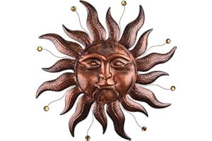VESTCDF Metal Wall Art Decor Outdoor Inside with Sun Face, 26 Inch Large Outside Sun Metal Decorations Hanging on House, Living Room, Bedroom, Patio, Fence, Yard