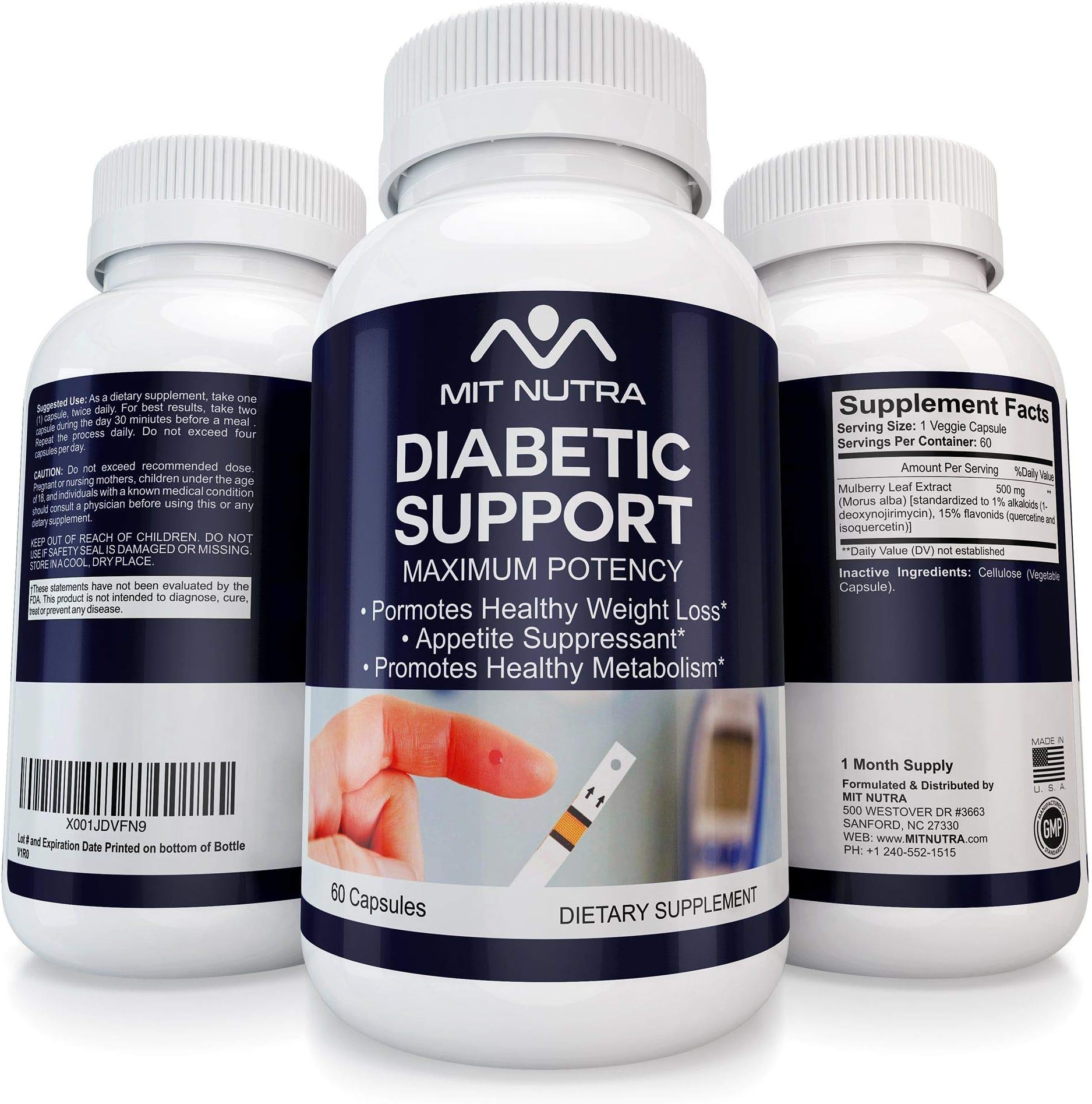 Best Diabetic Support with White Mulberry Leaf, Rich in Antioxidants and Fiber, Helps in Lowering Blood Sugar and Weight Loss-60 Veggie Capsules