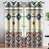 Aztec Geometric Window Curtains Southwestern Native American Tribal Navajo Pattern Farmhouse Style Blackout Drapes 42x84 Inch