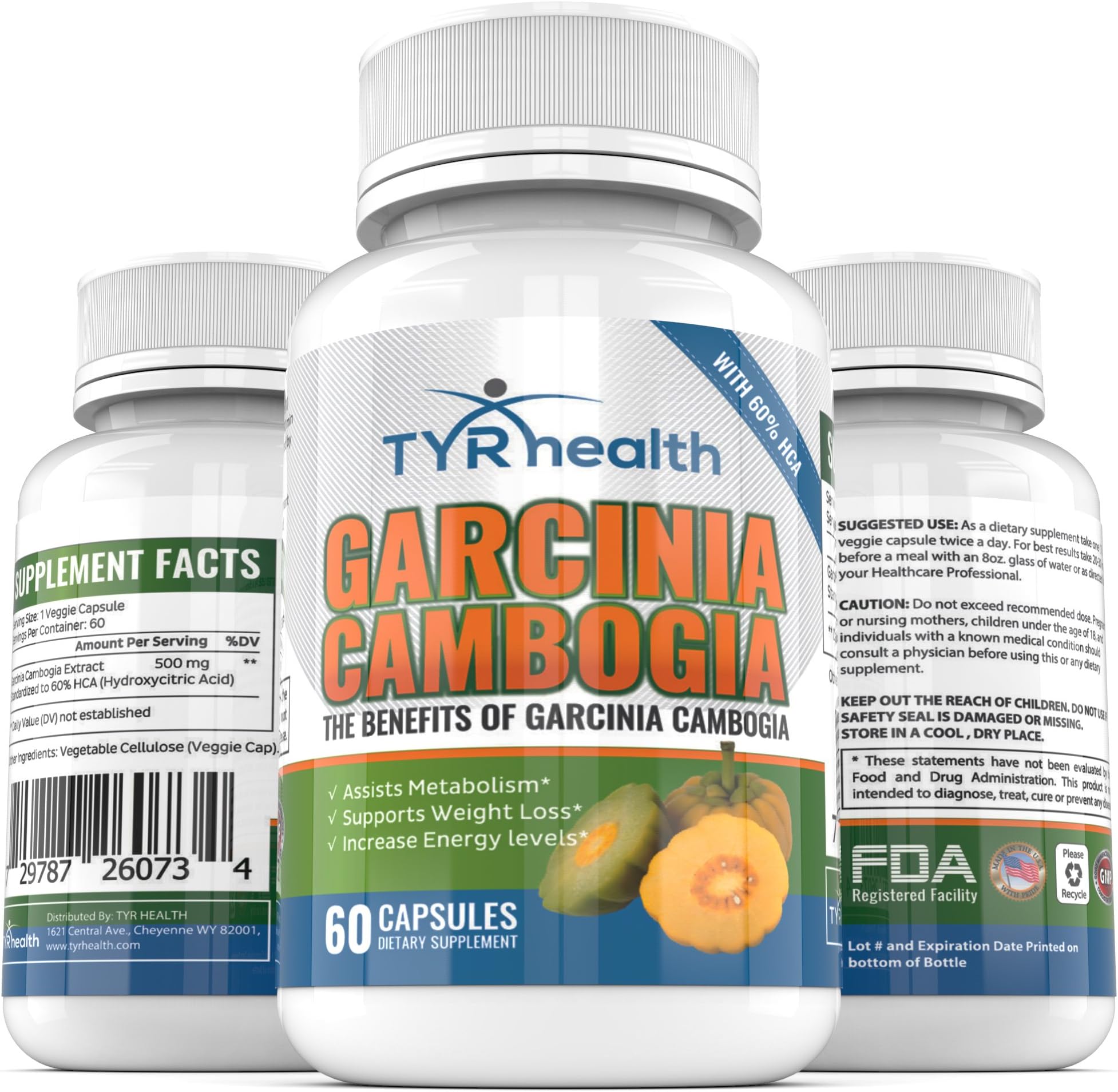 TYR Health Garcinia Cambogia Advanced Weight Loss Supplement (60 Veggie Capsules) – Safe, Natural Appetite Suppressant with 60% HCA – Helps Burn Fat, Boost Metabolism & Curb Cravings