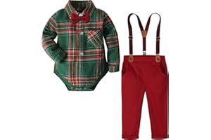 A&J DESIGN Baby Boys Suits Infant Gentleman Formal Wedding Suspenders Outfit with Bowtie