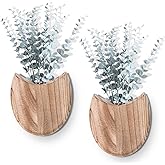 Acellegic 2 Pack Wood Wall Planters with Artificial Plants Farmhouse Boho Wall Decor Pocket Vases for Kitchen Office Living Room Entryway Hallway Bathroom Indoor Decoration(Natural Color)