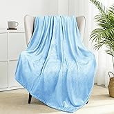 Exclusivo Mezcla Fleece Ice Blue Throw Blanket for Couch, Sofa, Super Soft and Warm Blankets, All Season, Cozy, Plush, Lightweight, 50x60 Inches