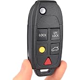 KEYECU Car Key Fob Replacement for Volvo S60 S80 V70 XC70 XC90 2004-2015 FCC ID: LQNP2T-APU Smart Remote Control Keyfob 5 Buttons 315MHz ID48 Chip