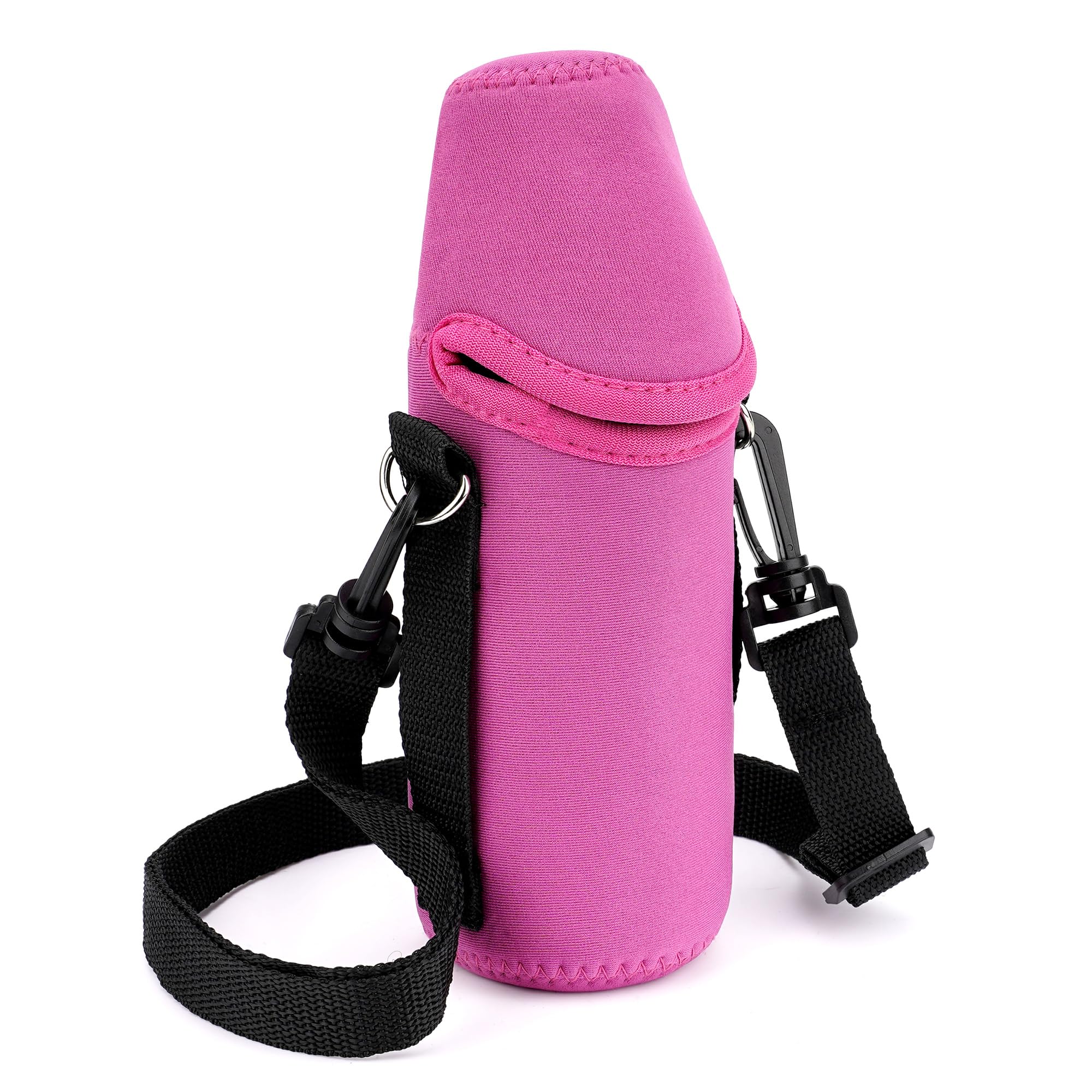 Linkidea Disposable Water Bottle Carrier with Shoulder Strap Compatible with 16.9 Fl Oz Crystal Geyser, Arrowhead, Insulated Neoprene Plastic Bottled Water Sling Bag (1 Pack/Rose Red)