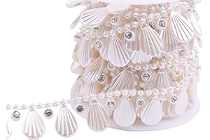 KAOYOO 5 Yards Rhinestone Beaded Chain Trim with Ivory Shell for Wedding Decoration,DIY,Craft, Sewing on Clothing