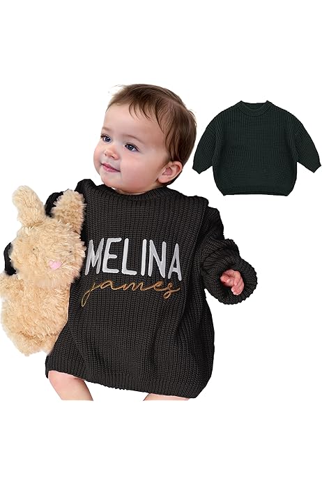Infant Girl Clothes Personalized Baby Sweater Hand-Embroidered