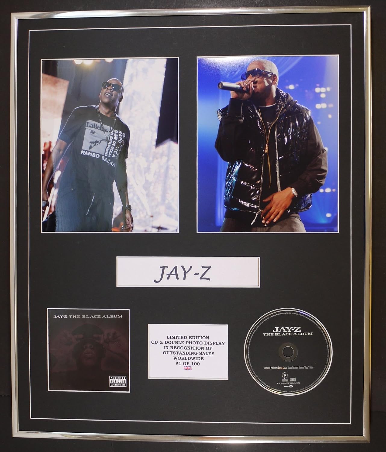 JAY-Z/CD & DOUBLE PHOTO DISPLAY/LTD. EDITION/COA/THE BLACK ALBUM, Black,Silver