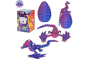 Jefuzh 3D Printed Dragon,Flying Mystery Dragon Eggs Easter Articulated Dragon,3D Printed Crystal Dragon with Wings,3D Dragon Eggs with Dragon Inside,Adults Fidget Toys for Autism ADHD