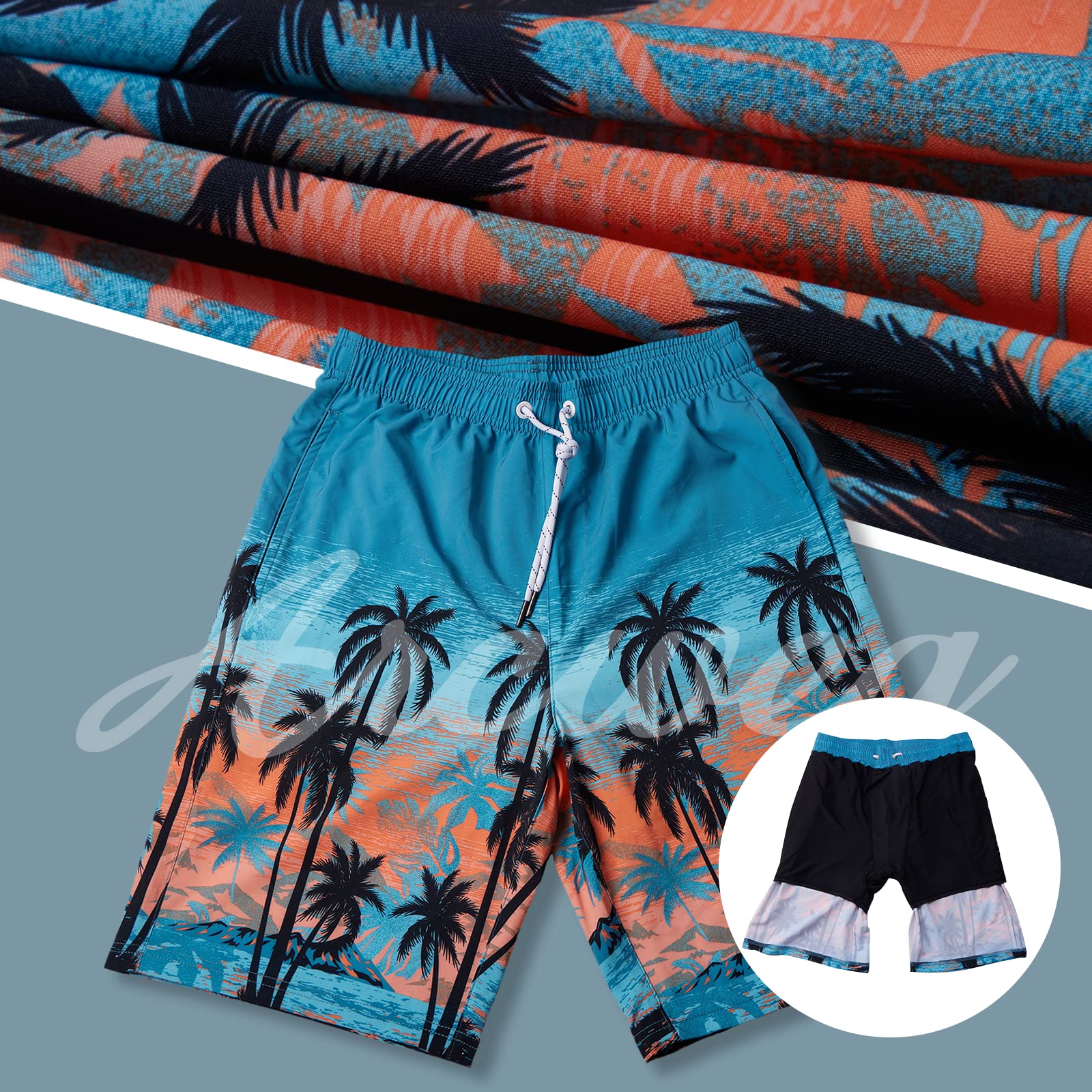 Arcweg Badehose für Herren Badeshorts mit Kompression 2 in 1 Swimming Shorts Schnelltrocknend Männer Kurz Strandhose Mit Reißverschlusstasche Strandshorts S （EU） 4