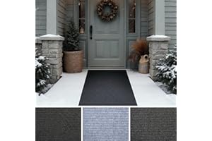 iCustomRug Ribbed Entryway Door Mat – 3'x6' Black, Indoor/Outdoor, Non-Slip TPR Rubber Backing, Low-Profile All-Weather Carpe