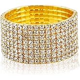 Pingyongchang Sparkle Multicolor Rhinestone Stackable Stretch Bracelets Sparkling Bridal Tennis Bangle for Women Girls Best Party Gifts