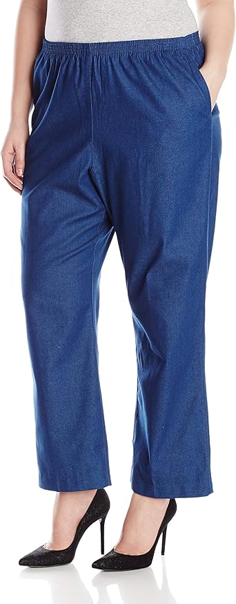 Alfred Dunner Women s Plus Size Denim Proportioned Medium Pant Amazon 