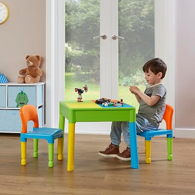 Liberty House Toys 5-in-1 Kids Activity Table & 2 Chairs, Multicolour