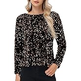 Anna-Kaci Women's Sequin Tops Sparkly Long Sleeve Glitter Evening Party Concert Shirt Blouse