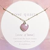 Amethyst Heart Crystal Necklace Rose Quartz Healing Crystals Birthstone Handmade Necklace Cute Elegant Women Necklaces Real Raw Crystal Jewelry Protection Crystal Pendant Necklace for Teen Gift