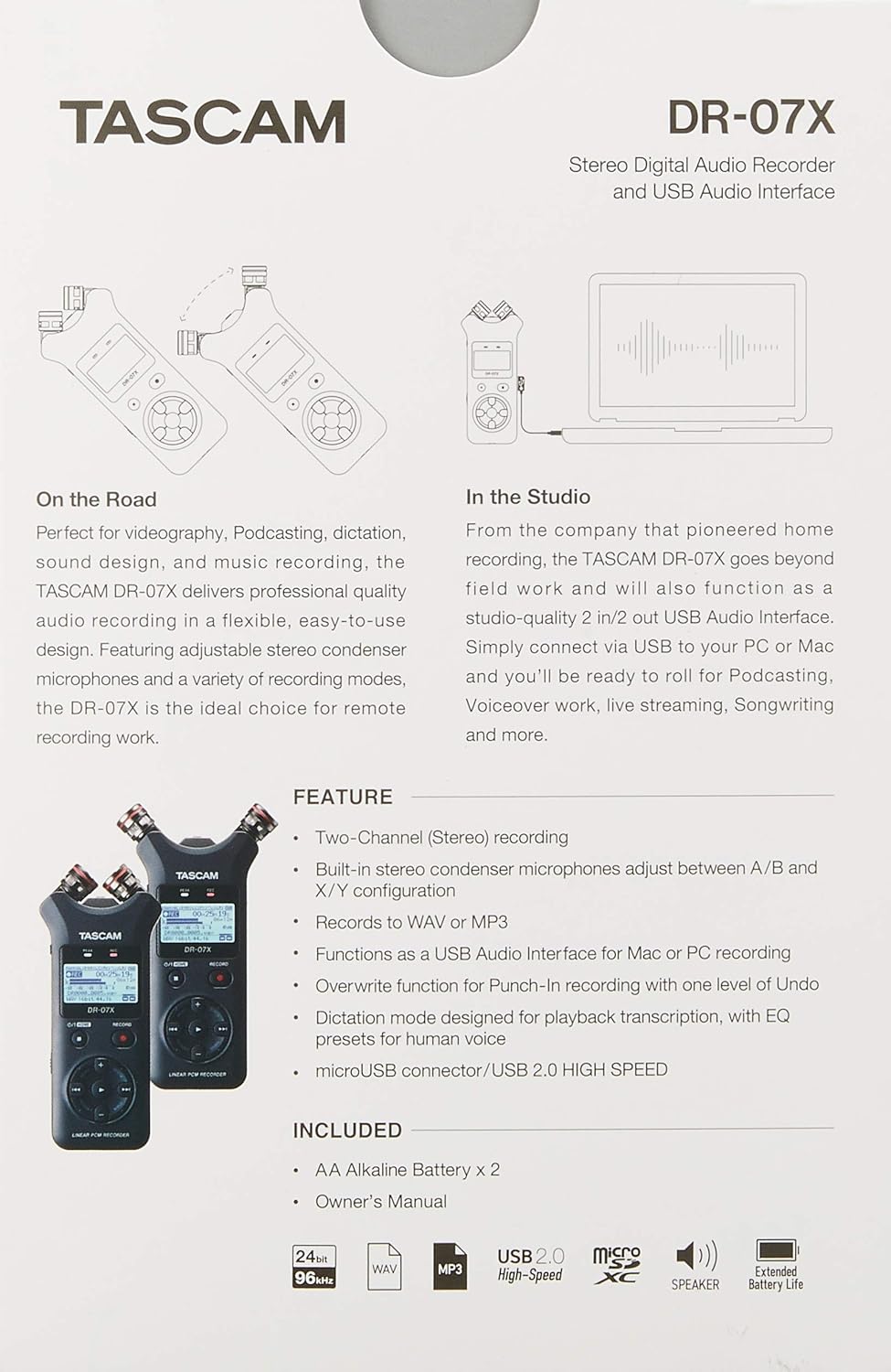 Tascam Dr 07x Grabadora De Audio Portatil Amazon Es Instrumentos Musicales