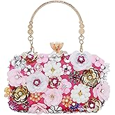 Milisente Women's Clutch Purse Flower Evening Handbag Chain Strap Shoulder Bag With Handle
