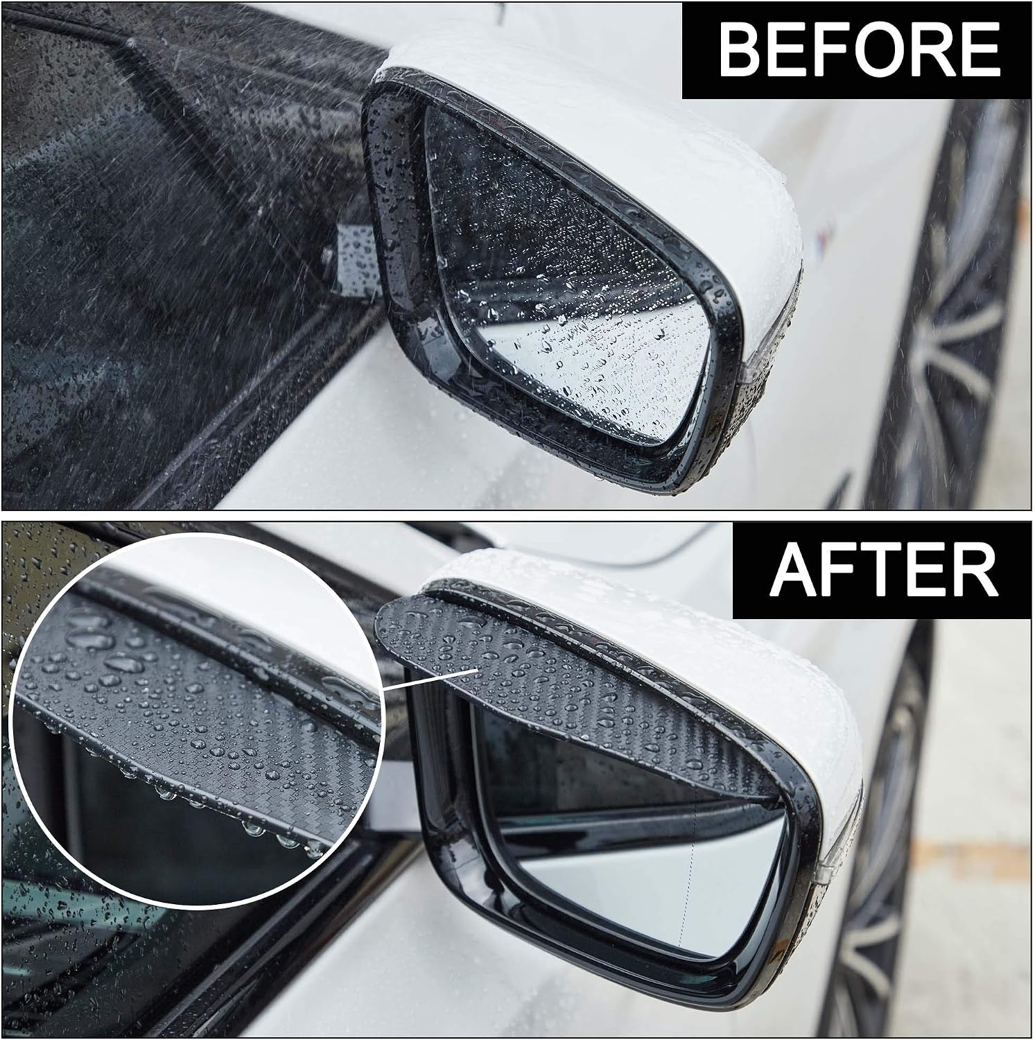 TOMALL 2Pcs Rear View Mirror Rain Visor Smoke Guard Universal Carbon Fiber Rear View Side Mirror Rain Eyebrow for Cars SUV Truck Rear View Mirror Cover Accessories(Carbon Fiber) - Image 5