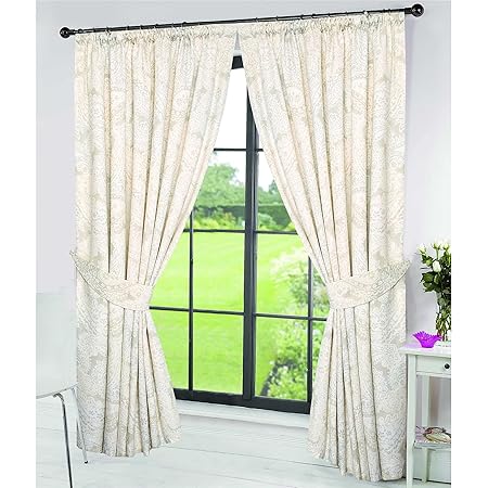 Love2sleep Pair Of Pencil Pleat Lined Thermal Beige Paisley