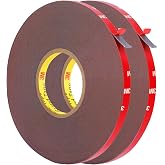 Double Sided Tape Heavy Duty, Super Strong Adhesive, 100ft x 0.39in, 2 Pack | Outdoor Waterproof, Stick Foam Mounting Tape for Walls Automotive Trim Home Office Decor Industrial Car, Made of 3M VHB